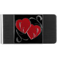Double Heart Large Steel Money Clip